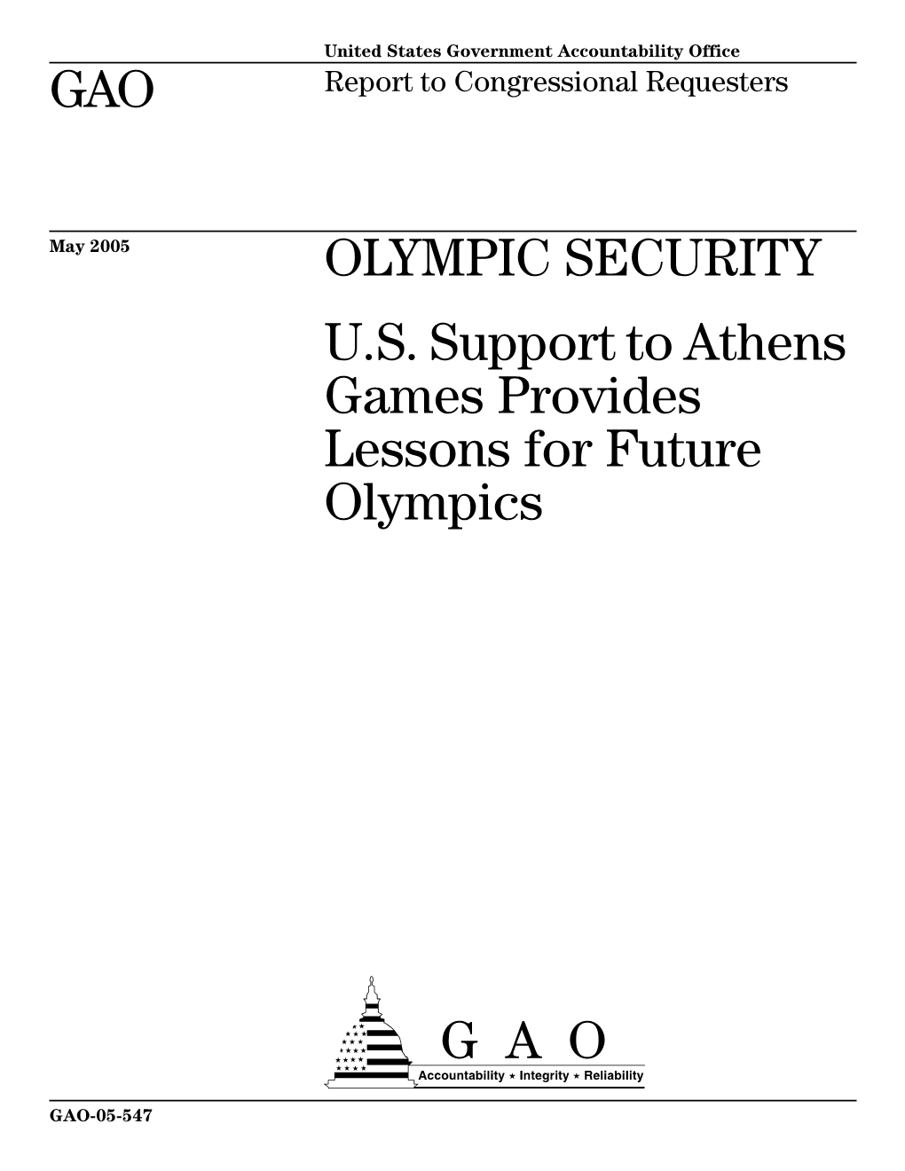 GAO-05-547 Olympic Security