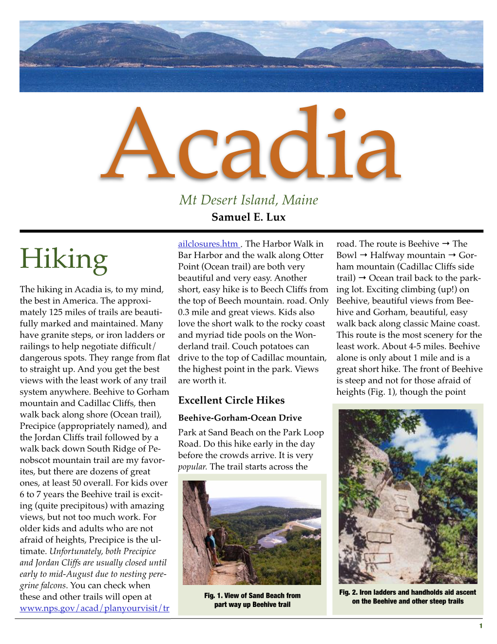 Acadia Activities Brochure