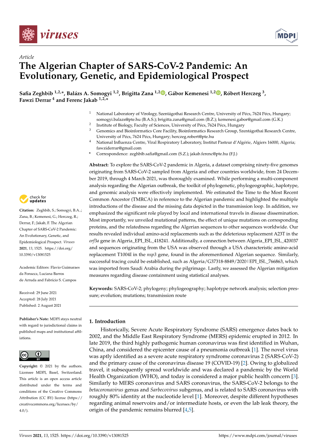 The Algerian Chapter of SARS-Cov-2 Pandemic: an Evolutionary, Genetic, and Epidemiological Prospect