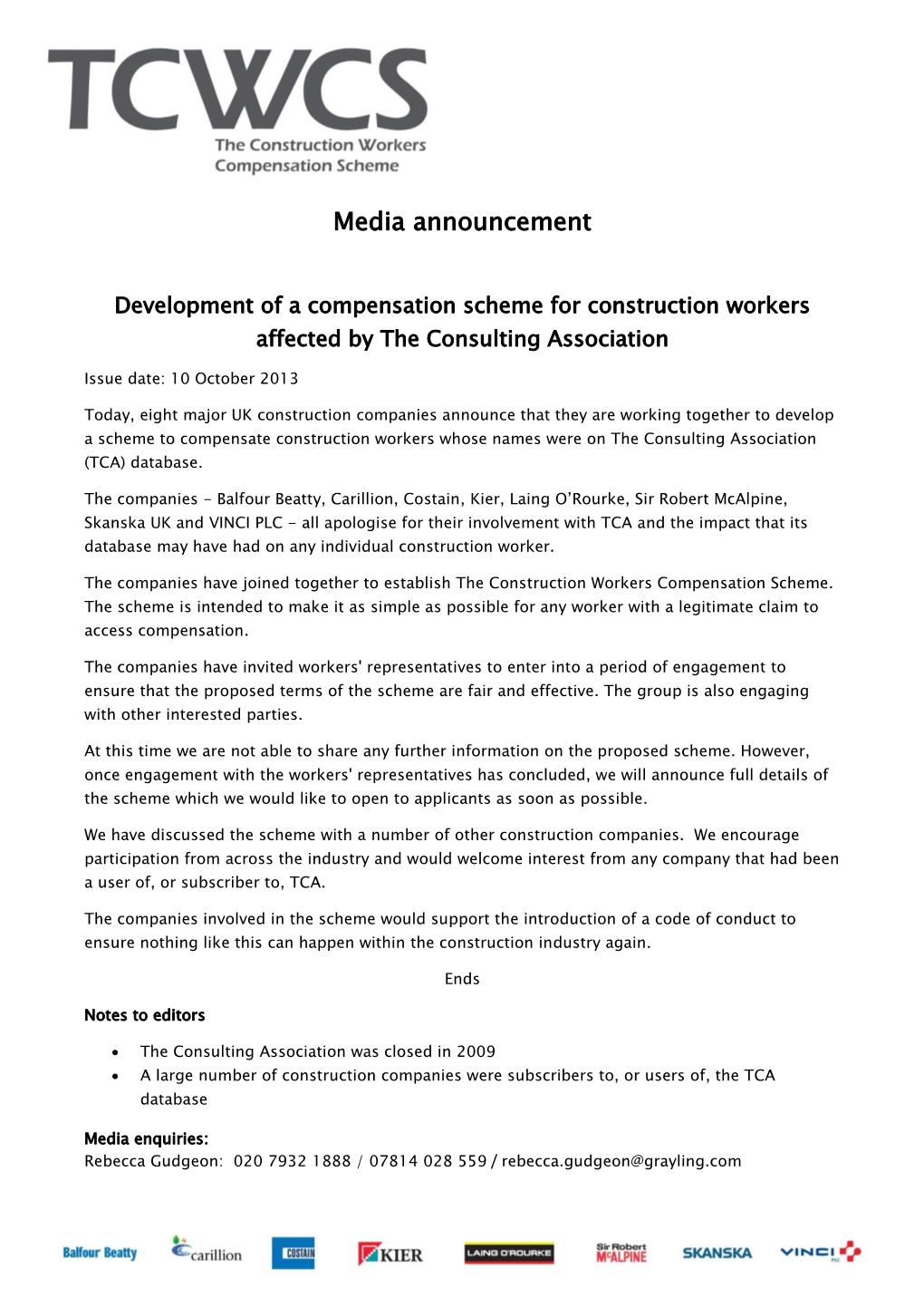 Media Announcement