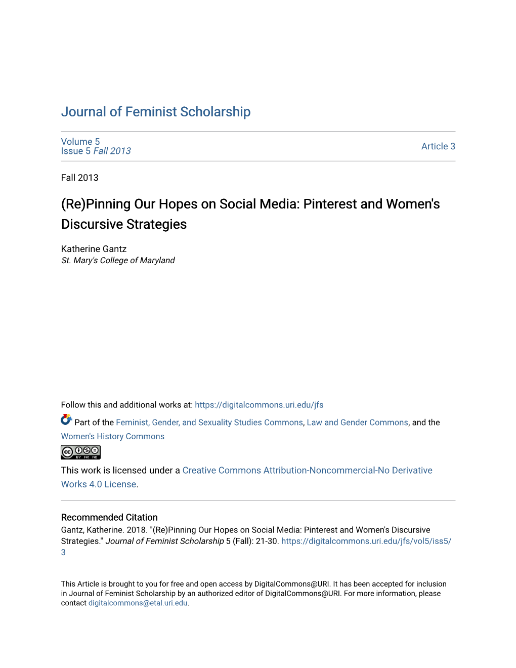 (Re)Pinning Our Hopes on Social Media: Pinterest and Women's Discursive Strategies