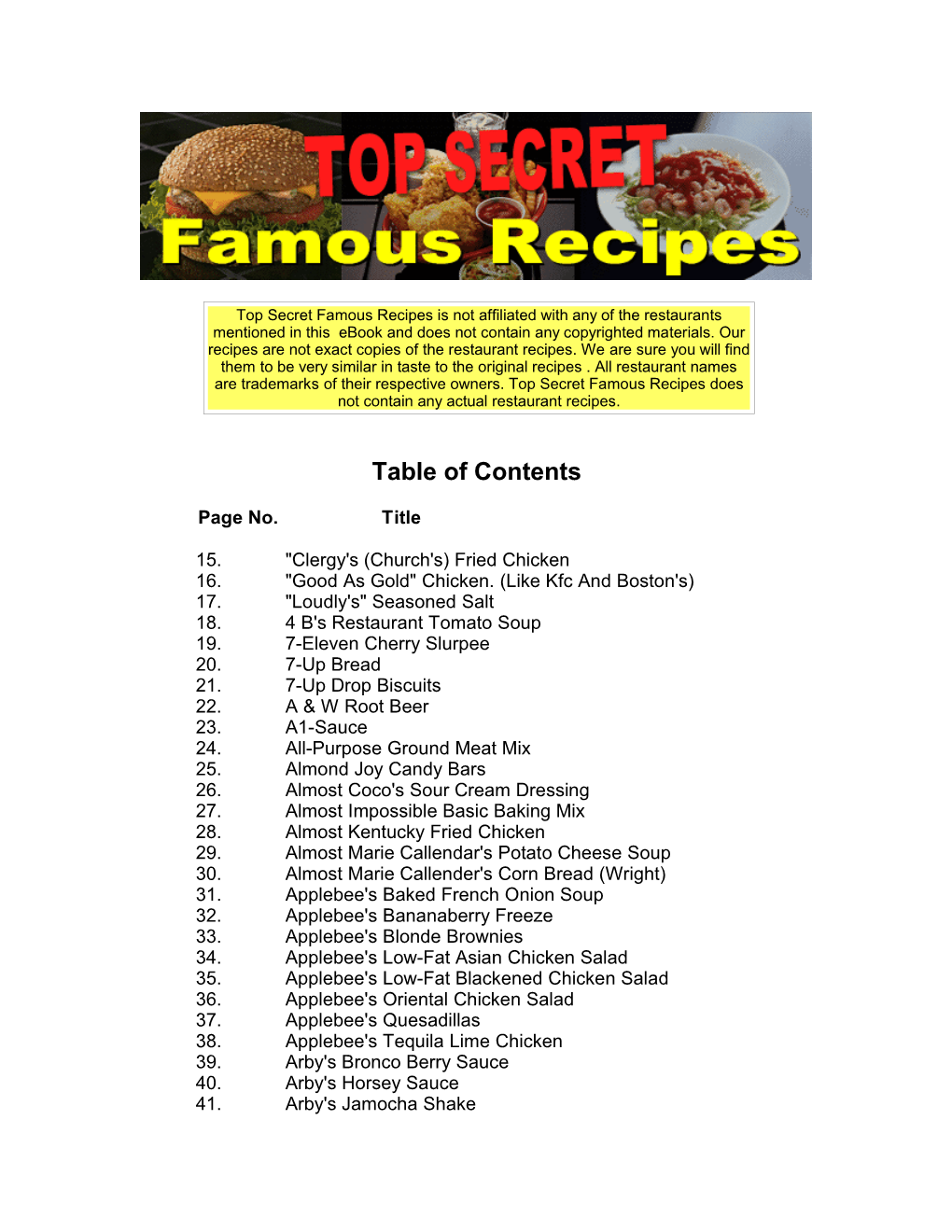 Table of Contents