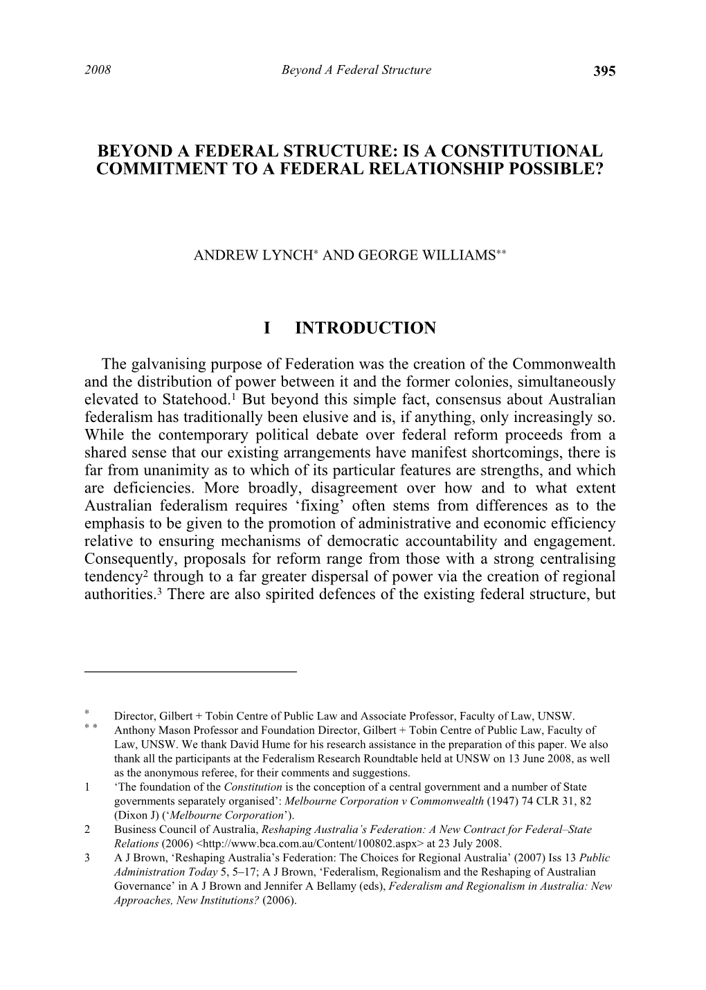 Is a Constitutional Commitment to a Federal Relationship Possible?