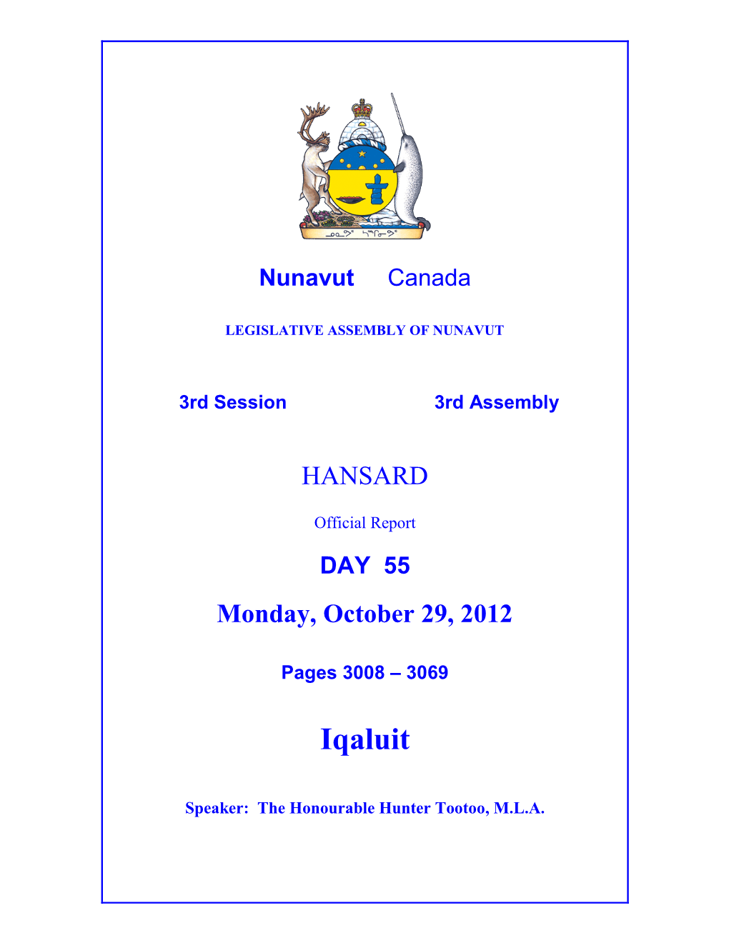 Nunavut Hansard 3008