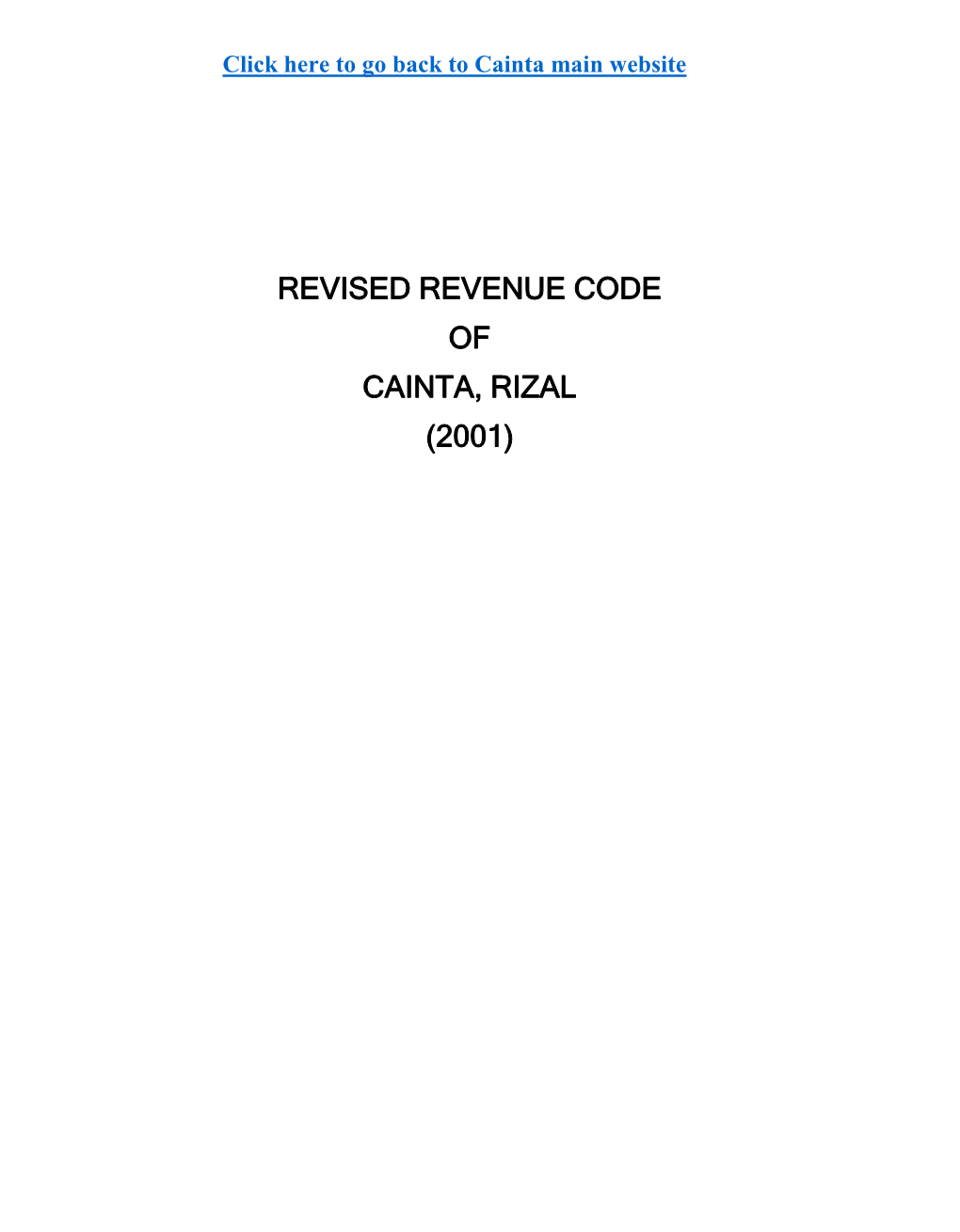 Revised Revenue Code of Cainta, Rizal (2001)