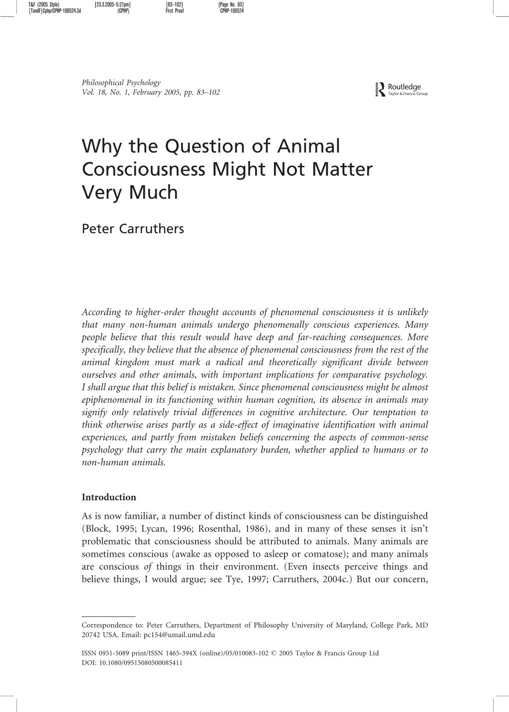 Why the Question of Animal Consciousness Might Not Matter Very Much
