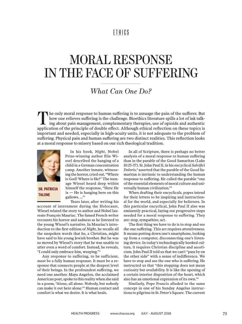 Ethics-Moral Response in the Face of Suffering