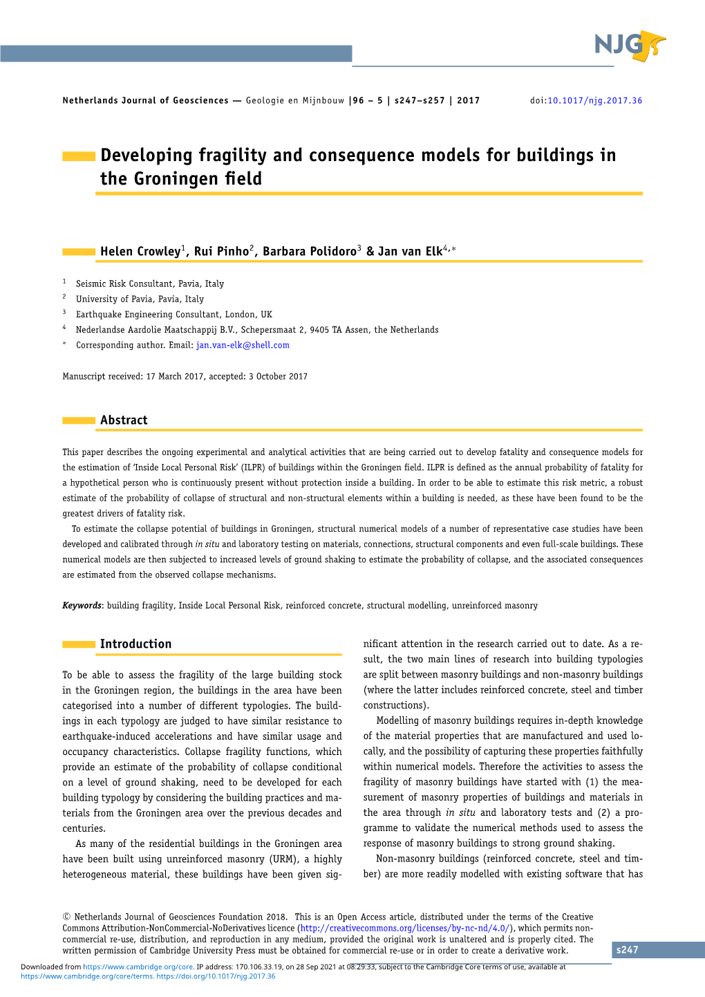 Developing Fragility and Consequence Models for Buildings in the Groningen Field