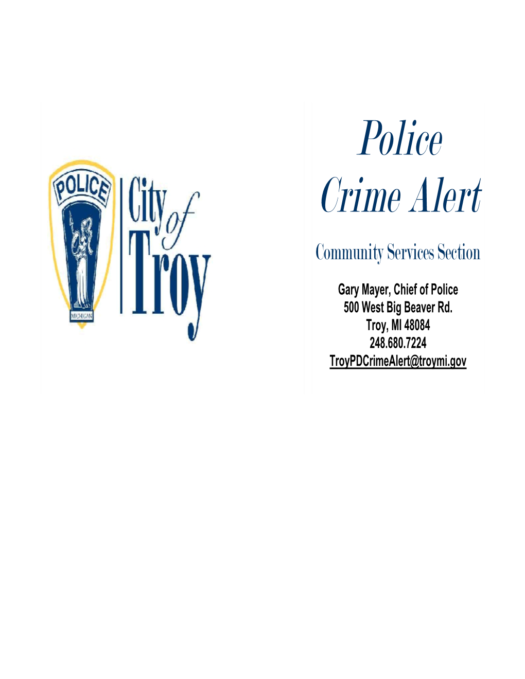 Police Crime Alert Community Services Section