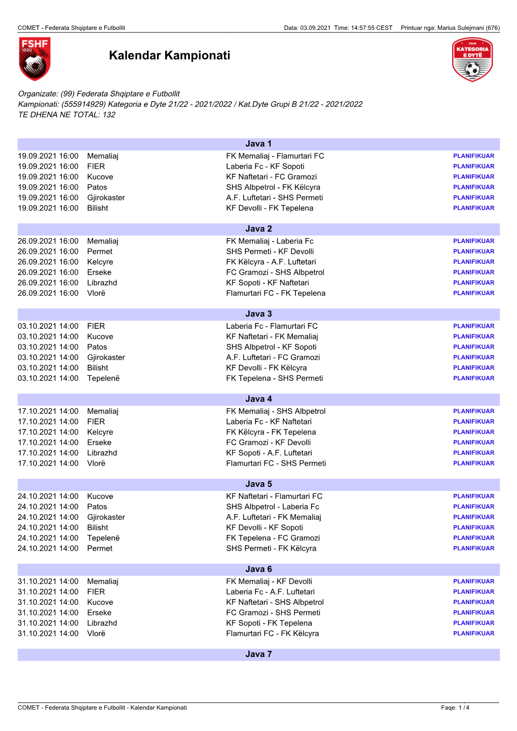 Kalendar Kampionati