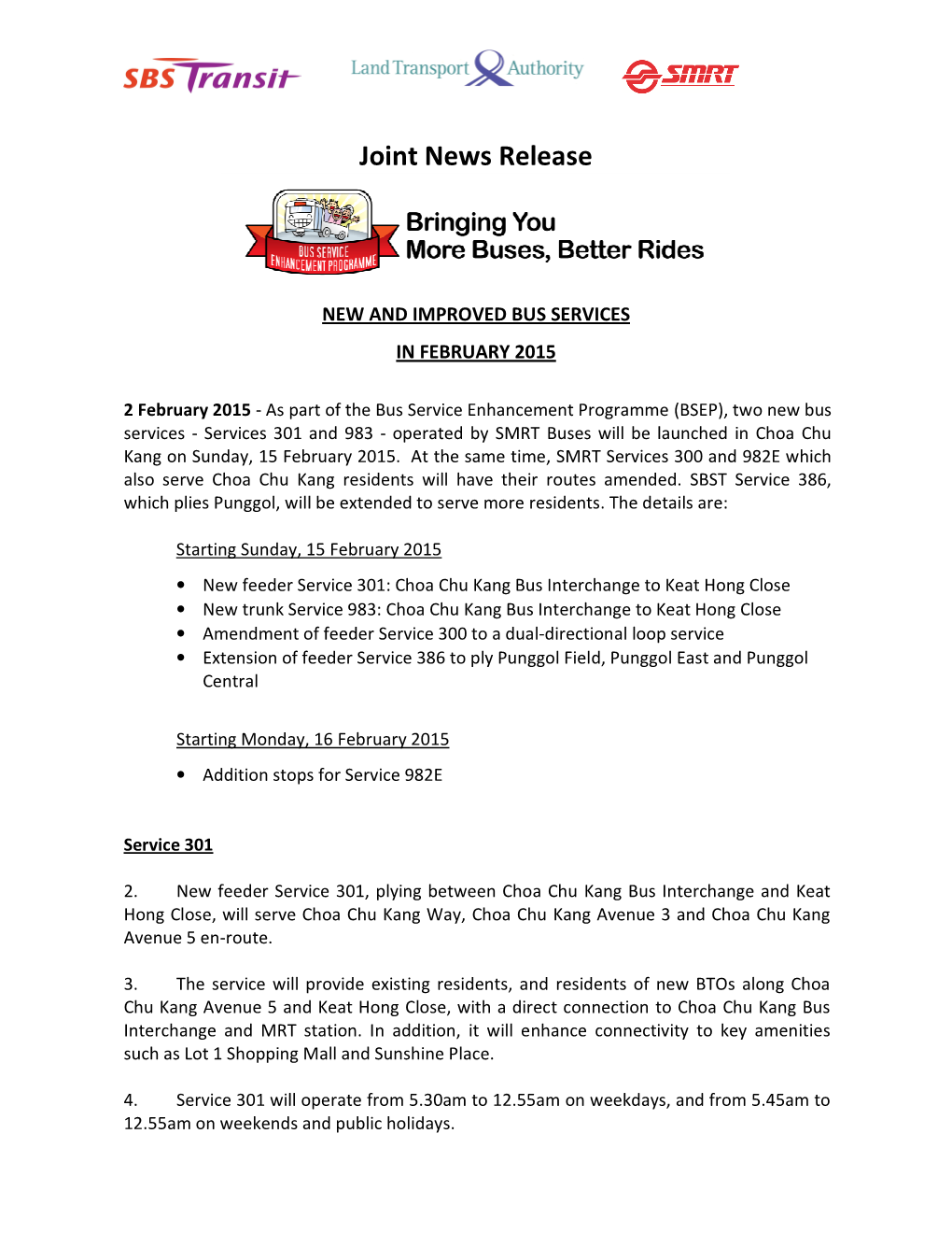 Joint News Release