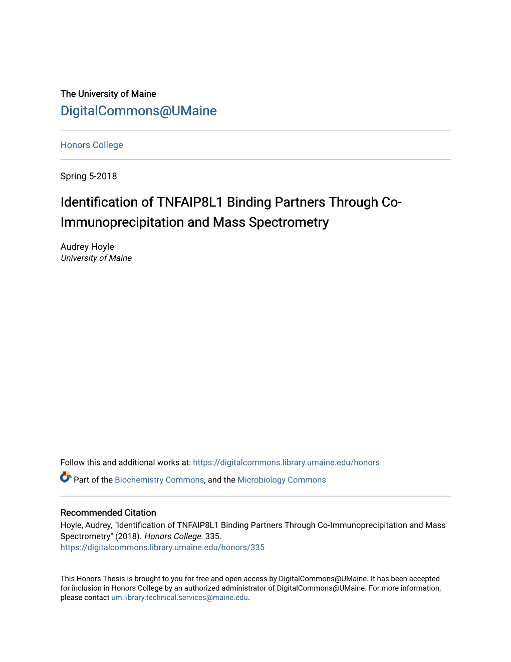 Identification of TNFAIP8L1 Binding Partners Through Co- Immunoprecipitation and Mass Spectrometry