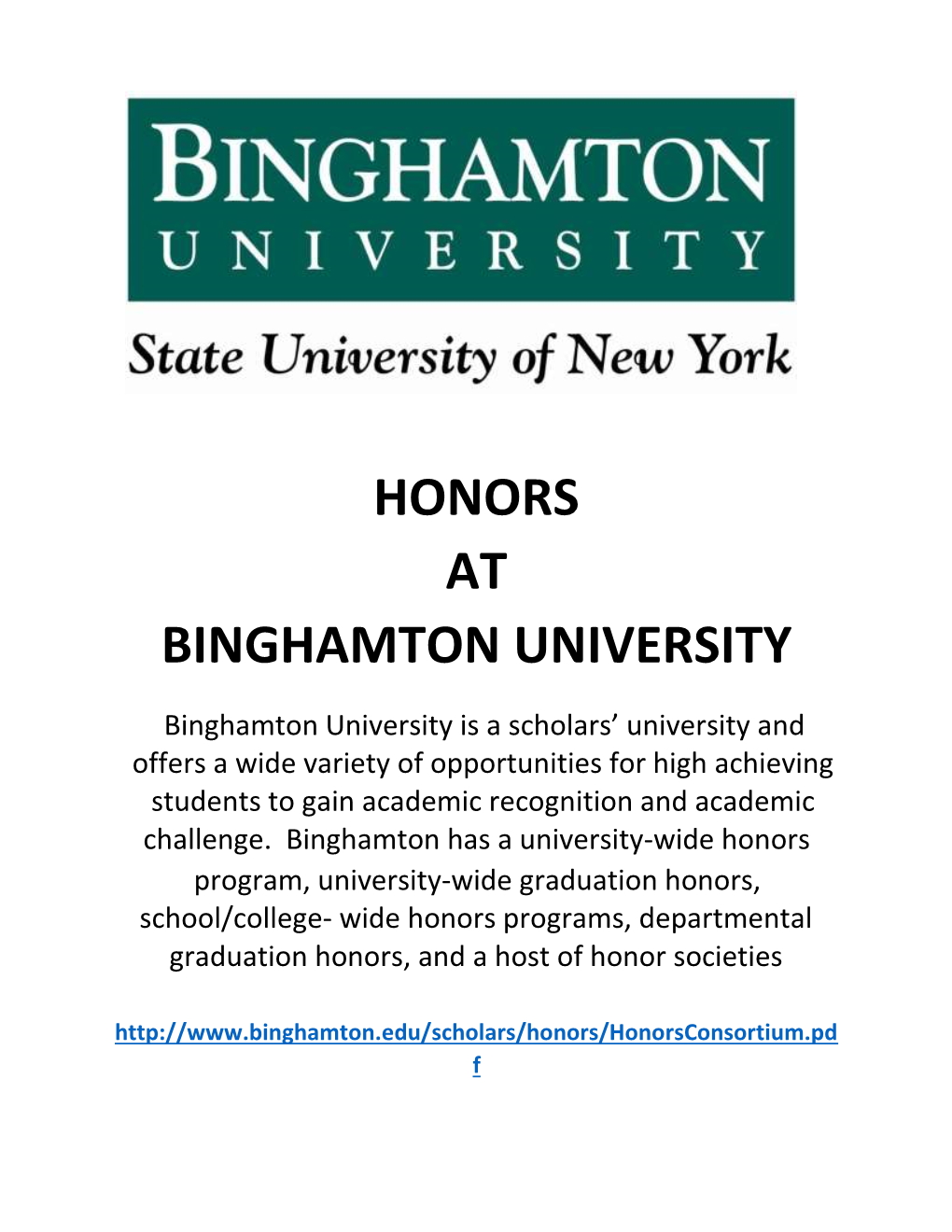 Honors at Binghamton University