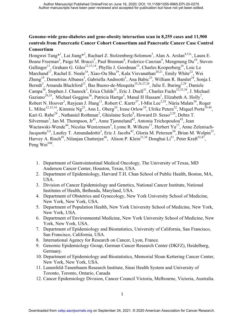 Genome-Wide Gene-Diabetes and Gene-Obesity Interaction Scan In