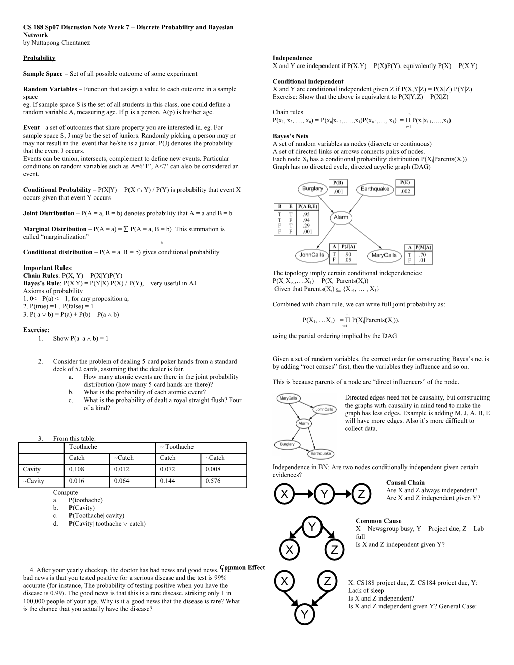 CS 188 Sp07 Discussion Note Week 6 Game and Discrete Probability