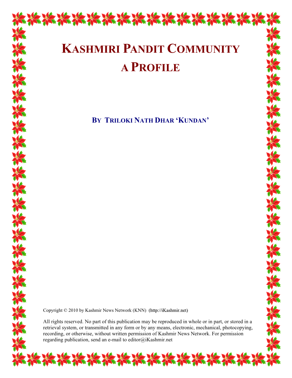 Kashmiri Pandit Community a Profile