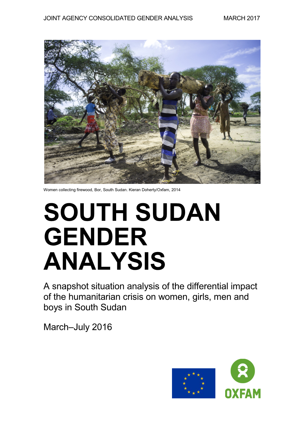 SOUTH SUDAN GENDER ANALYSIS a Snapshot Situation Analysis of the Differential Impact of the Humanitarian Crisis on Women, Girls, Men and Boys in South Sudan