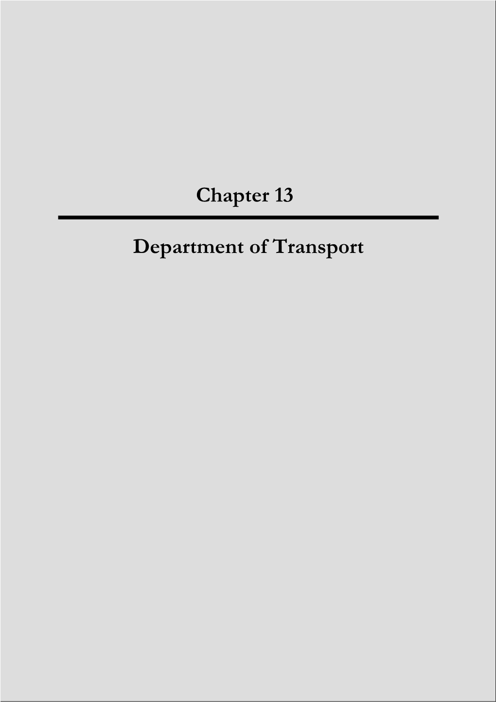 Chapter 13 Department of Transport