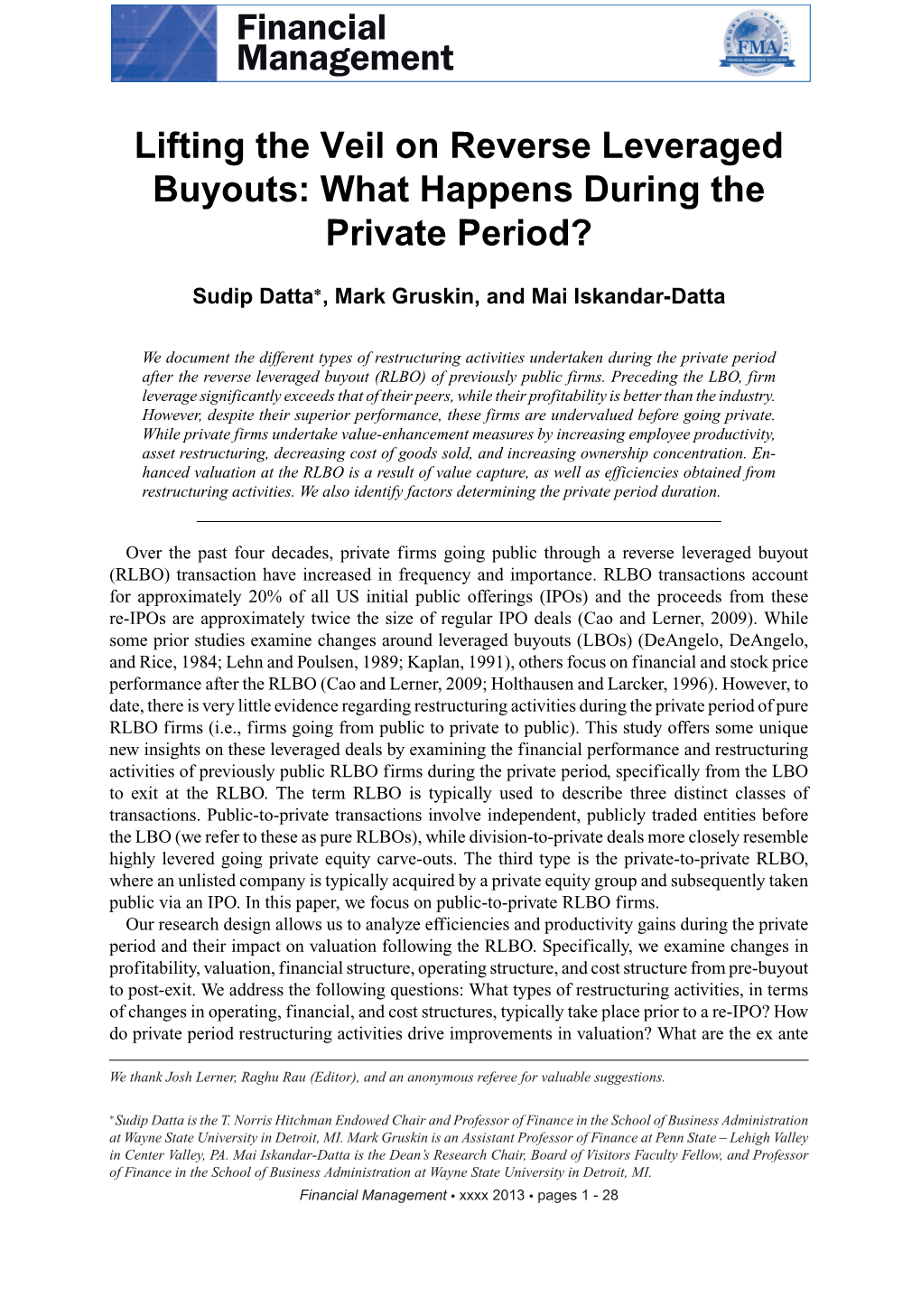 Lifting the Veil on Reverse Leveraged Buyouts: What Happens During the Private Period?
