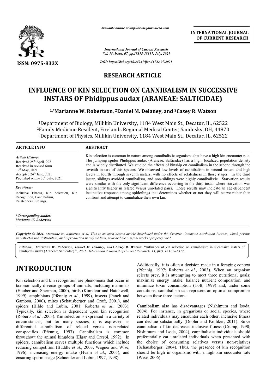 E of Kin Selection on Cannibalism in Successi Rs