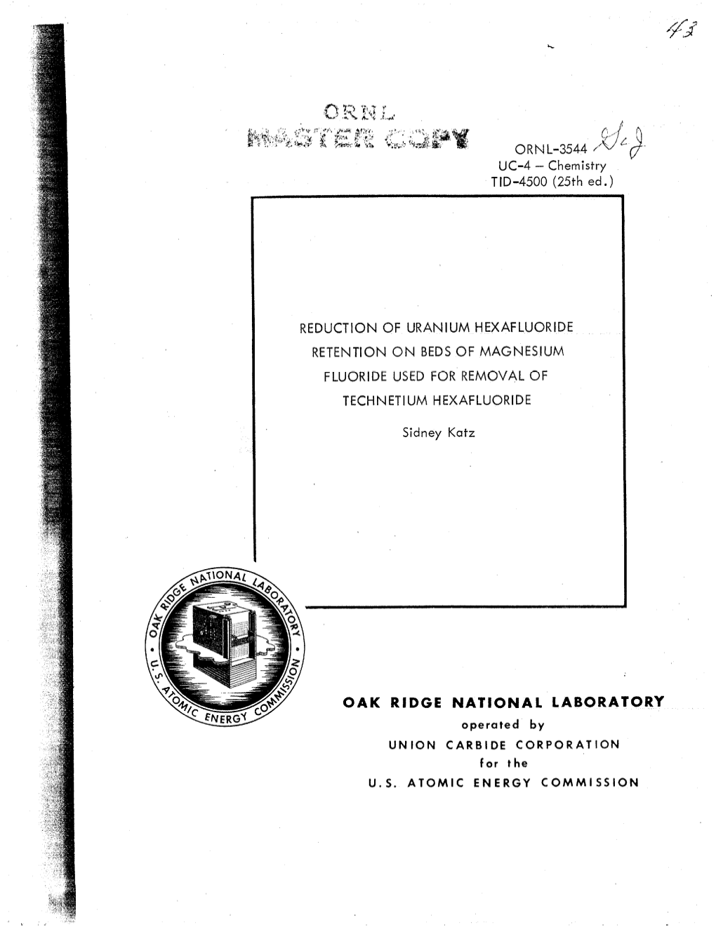 Reduction of Uranium Hexafluoride Retention on Beds of Magnesium Fluoride Used for Removal of Technetium Hexafluoride