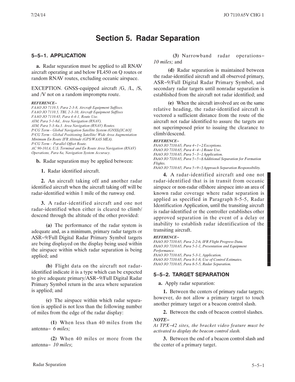 Section 5. Radar Separation