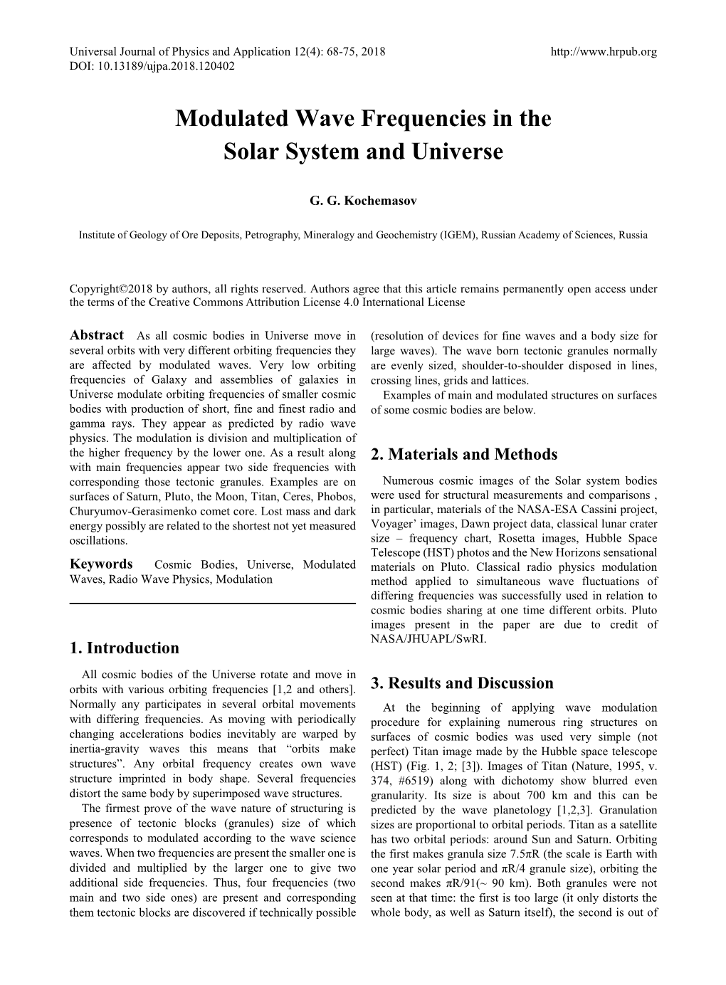 Modulated Wave Frequencies in the Solar System and Universe