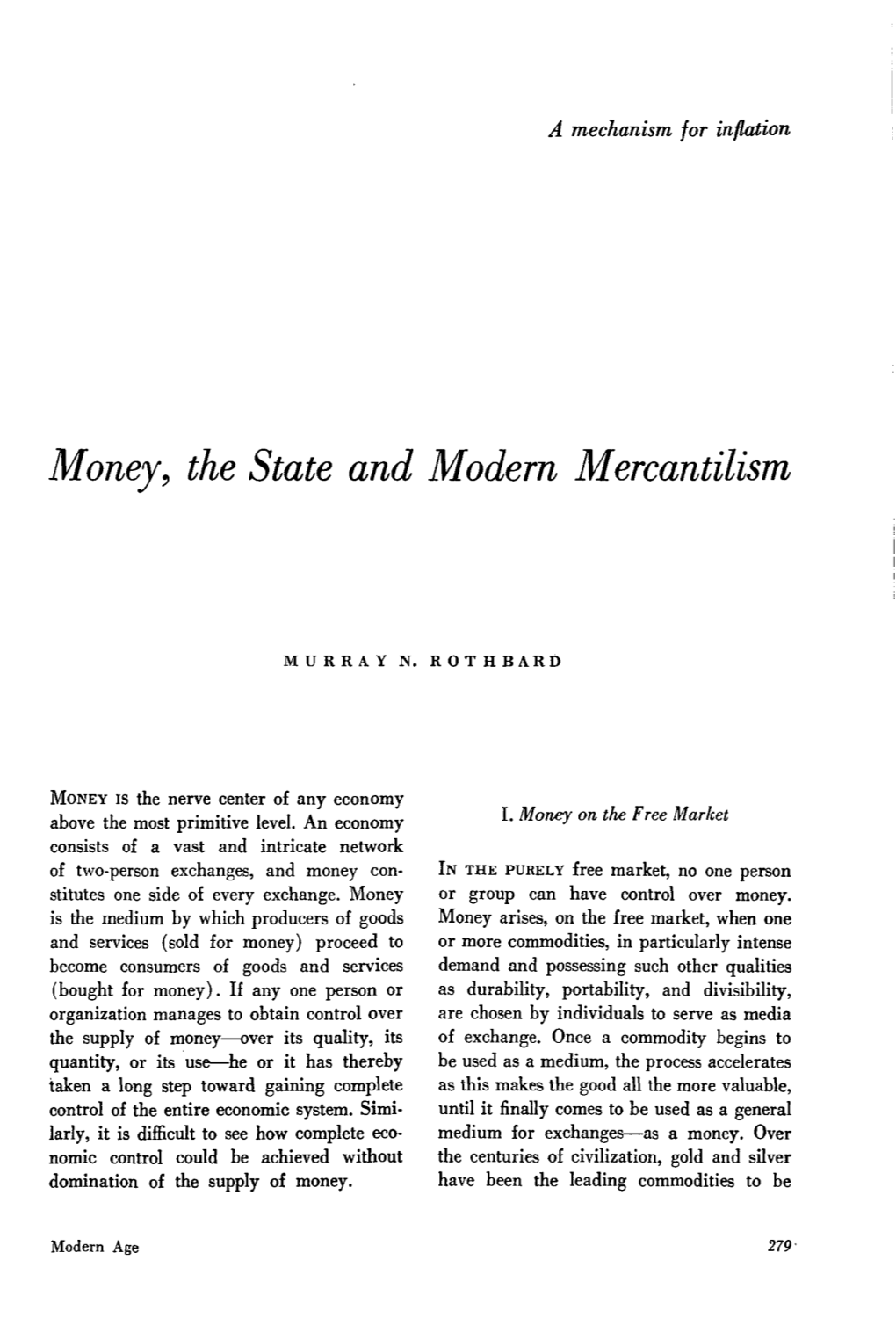 Money, the State and Modern Mercantilism