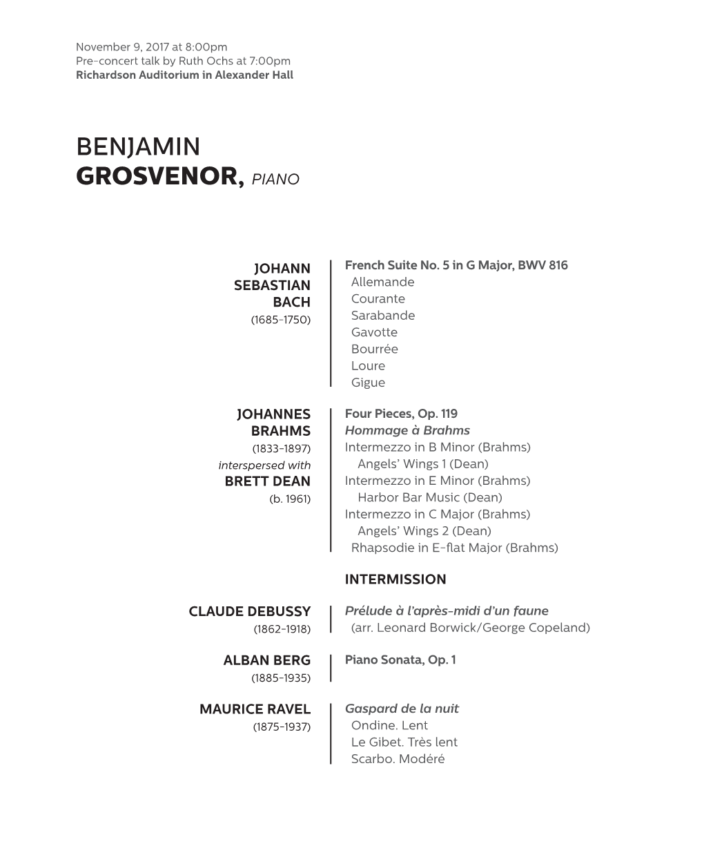 Benjamin Grosvenor, Piano