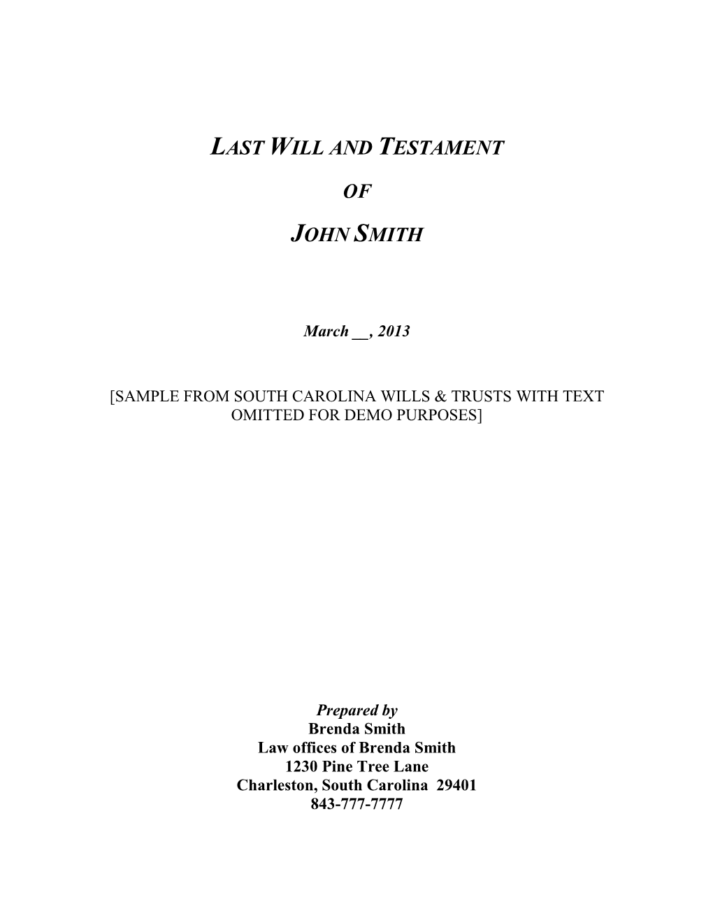 Last Will and Testament of John Smith