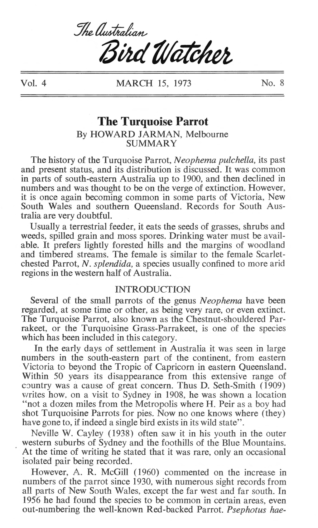 The Turquoise Parrot