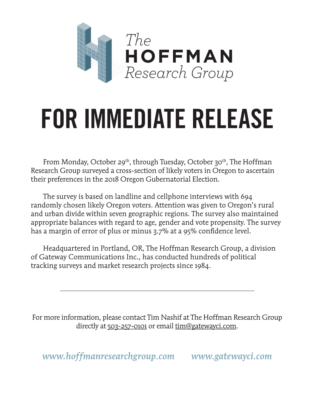 For Immediate Release