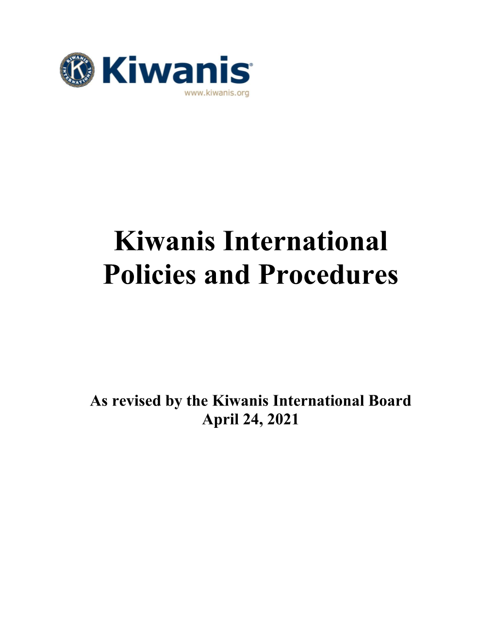 Kiwanis International Policies and Procedures