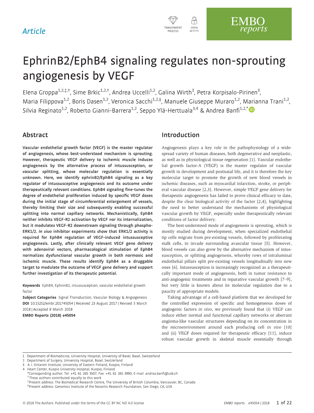 Ephrinb2/Ephb4 Signaling Regulates Non-Sprouting Angiogenesis by VEGF