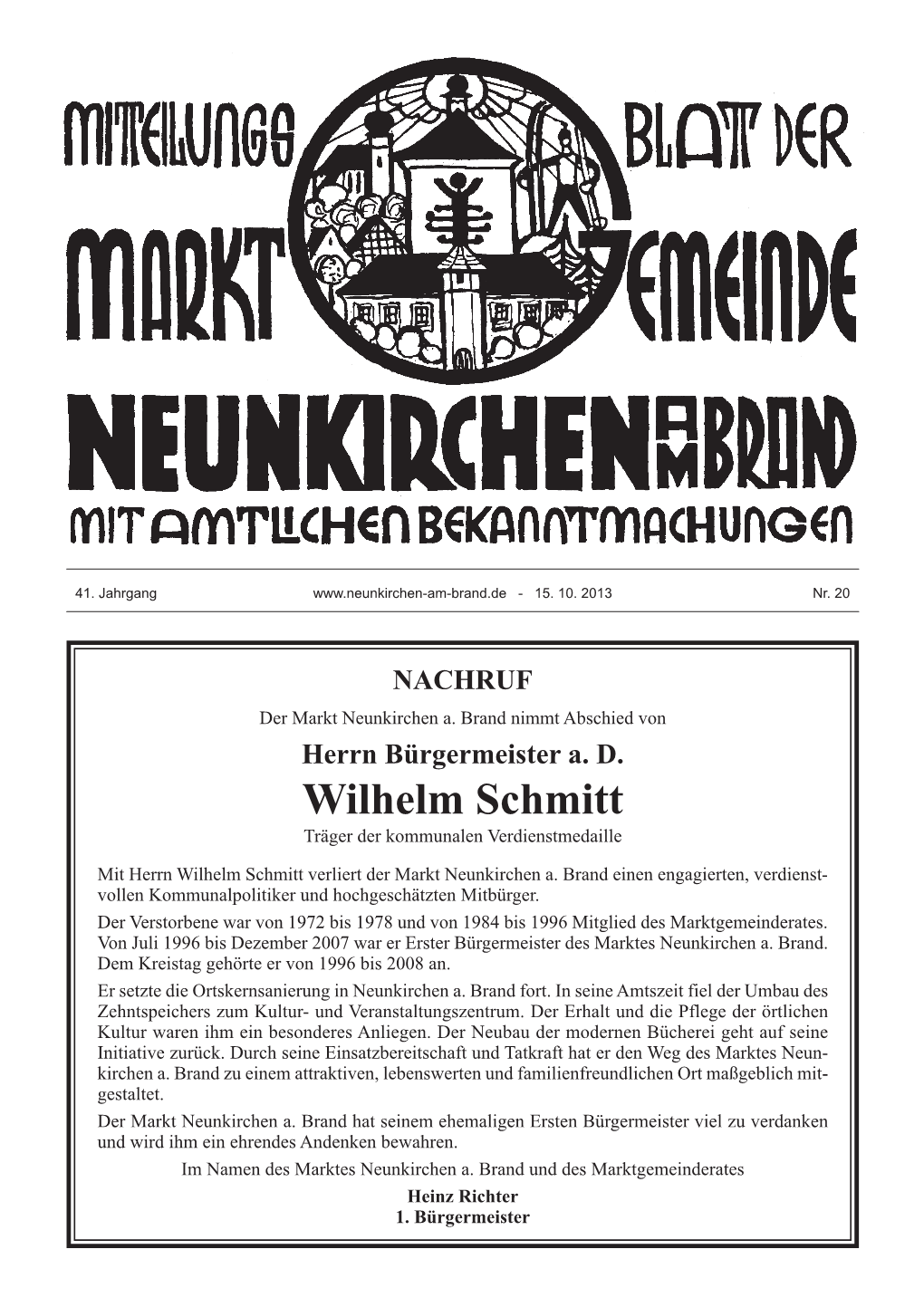 Wilhelm Schmitt Träger Der Kommunalen Verdienstmedaille