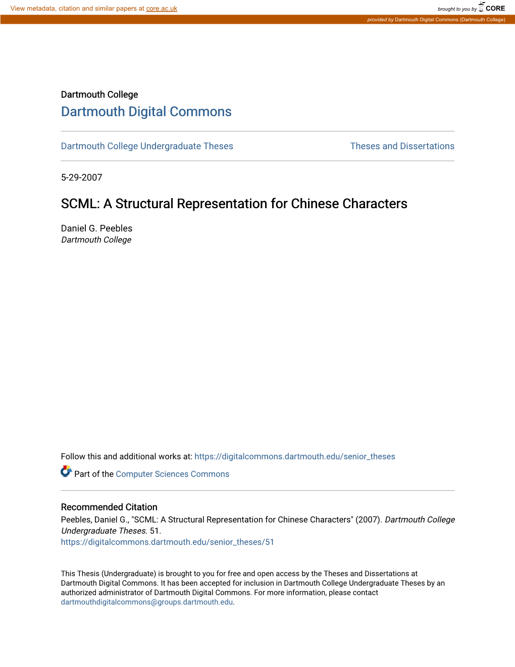 SCML: a Structural Representation for Chinese Characters