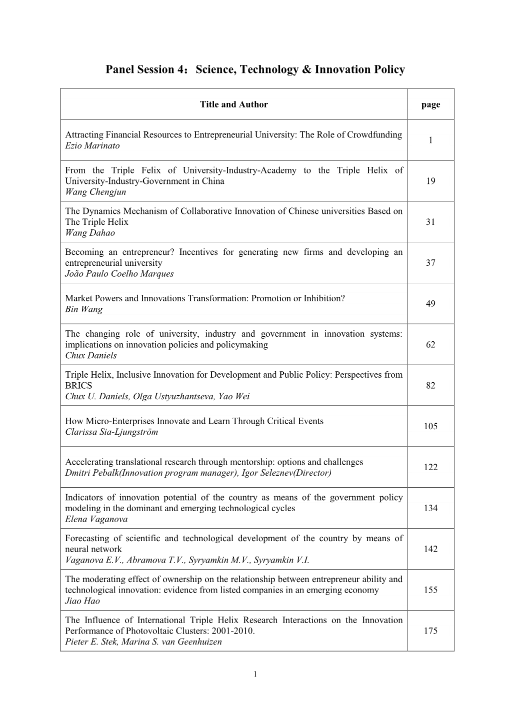 Panel Session 4：Science, Technology & Innovation Policy