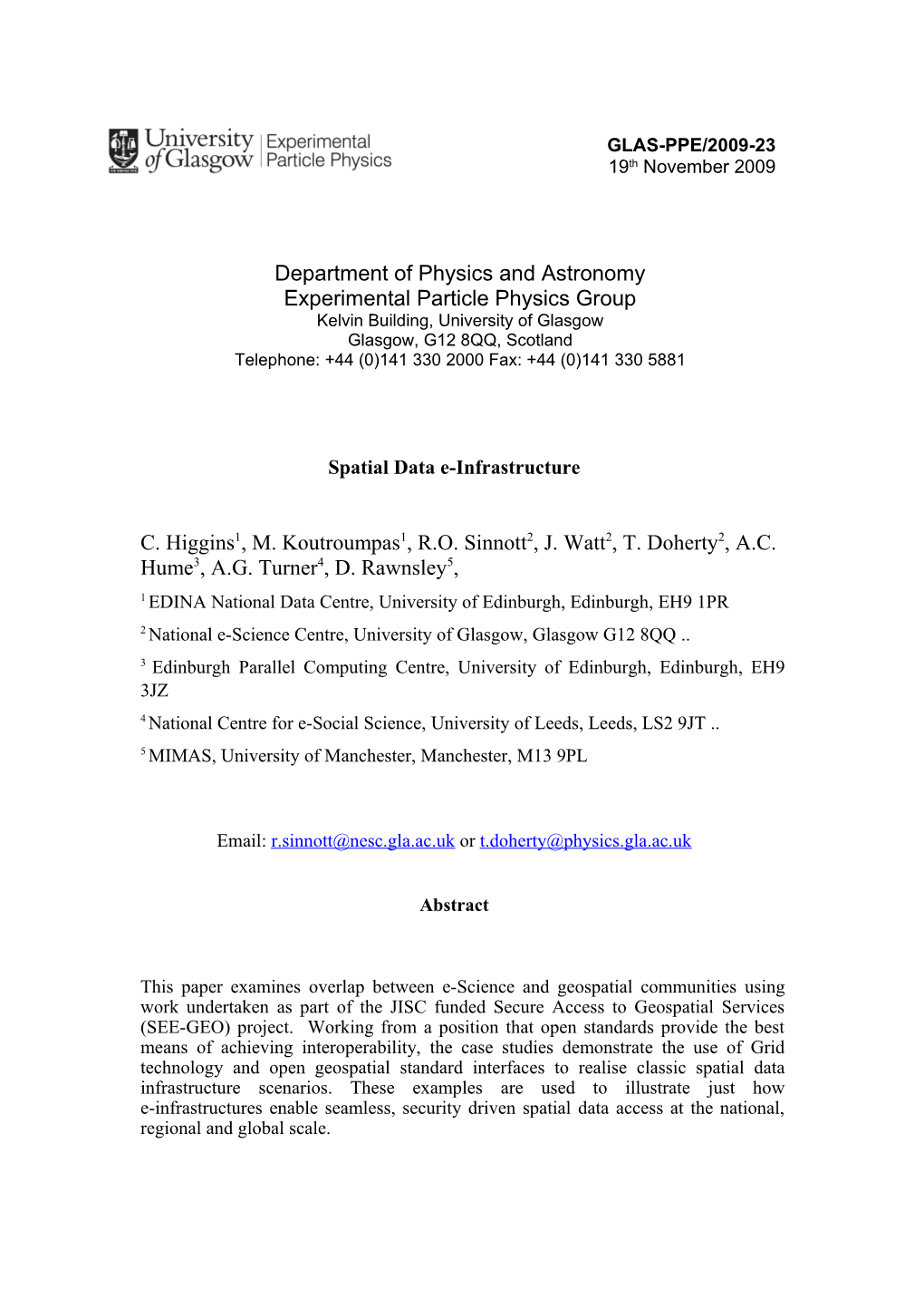 Spatial Data E-Infrastructure