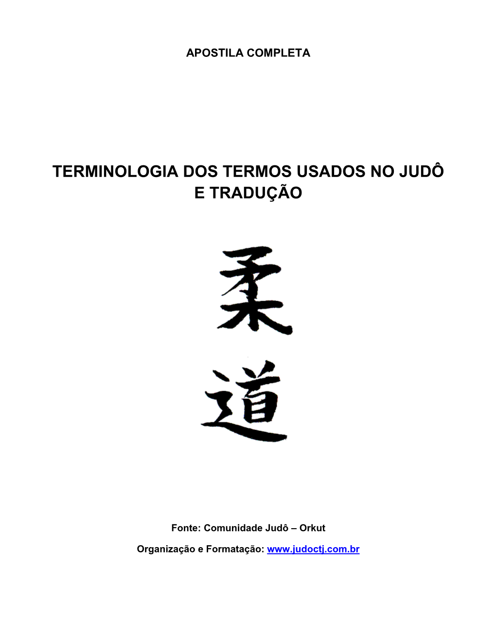 Terminologia Dos Termos Usados No Judô E Tradução