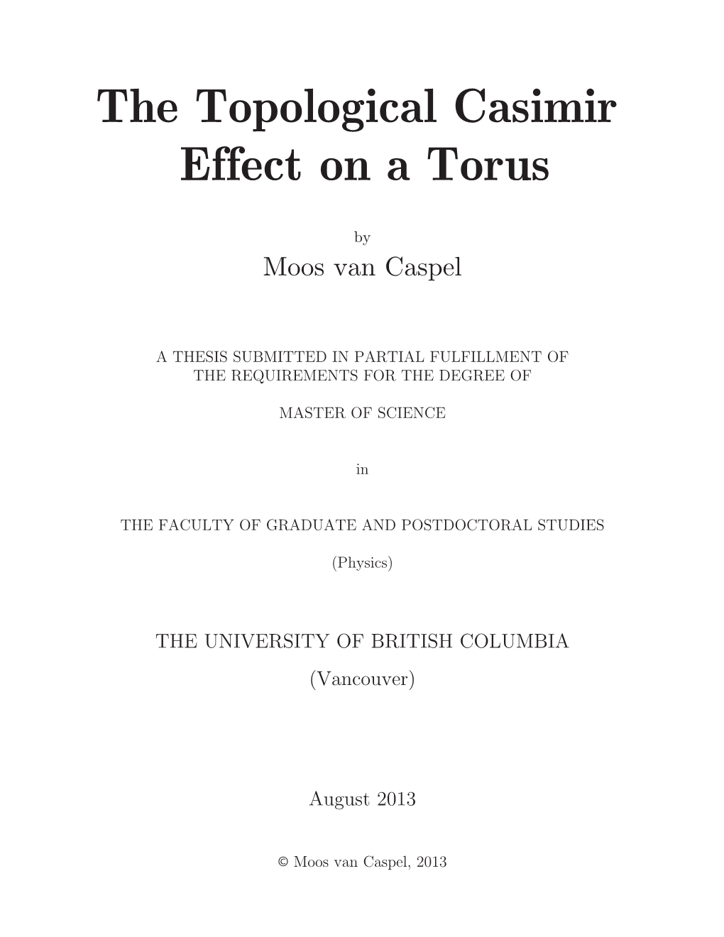 The Topological Casimir Effect on a Torus