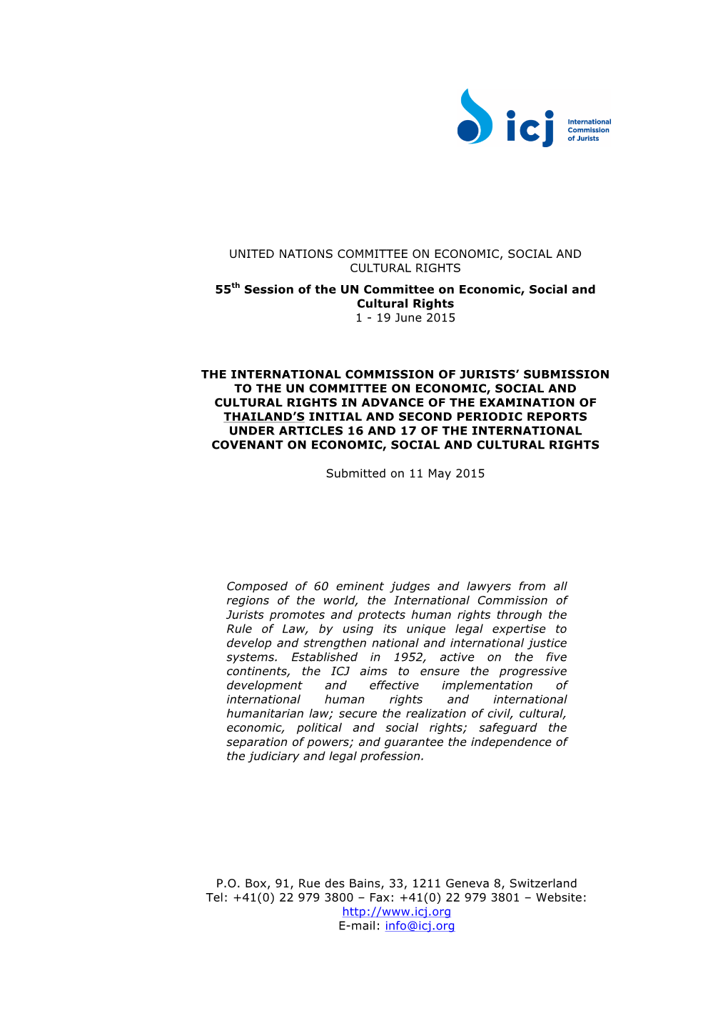 ICJ Submission to CESCR- Thailand