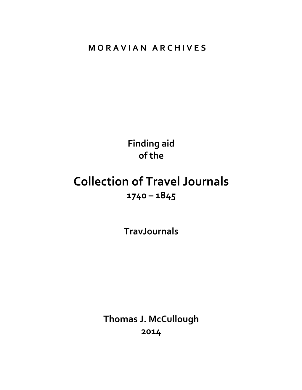 Travel Journals 1740 – 1845