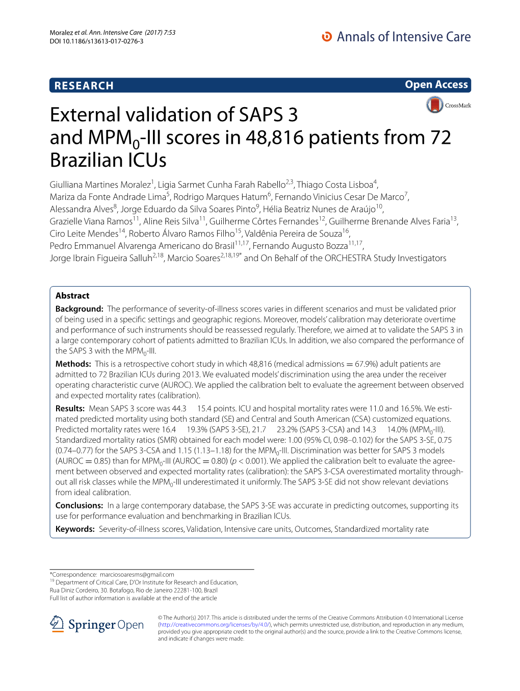 External Validation of SAPS 3 and MPM0-III Scores in 48,816 Patients