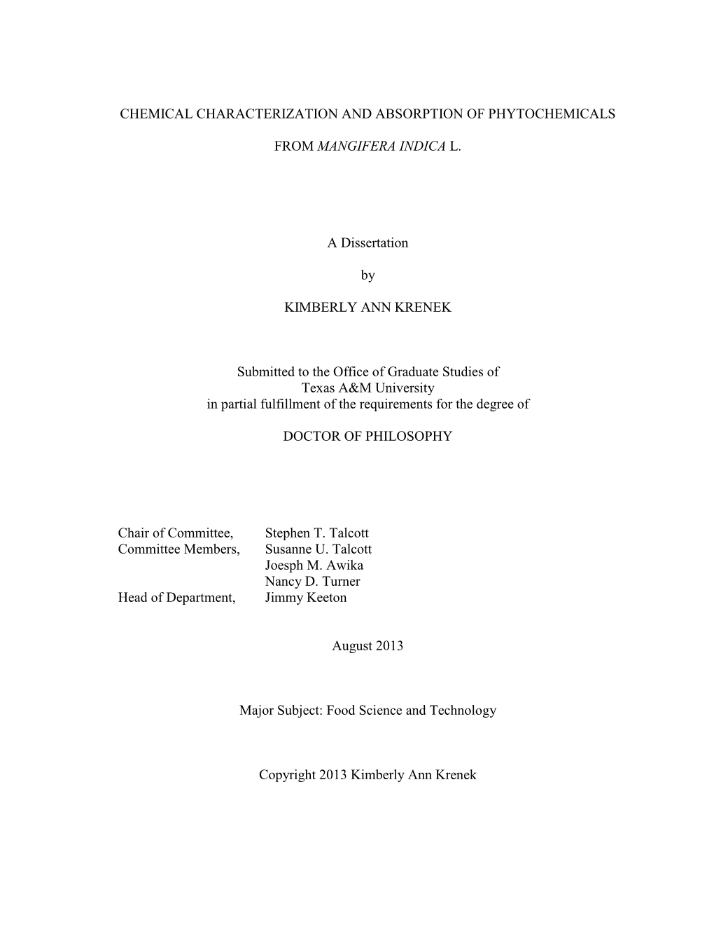 Chemical Characterization and Absorption of Phytochemicals