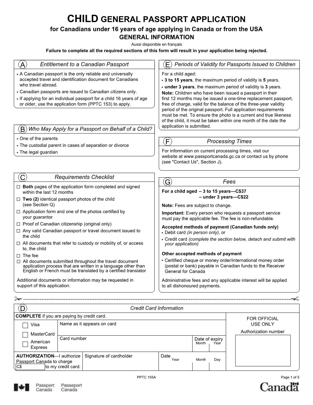 Child General Passport Application