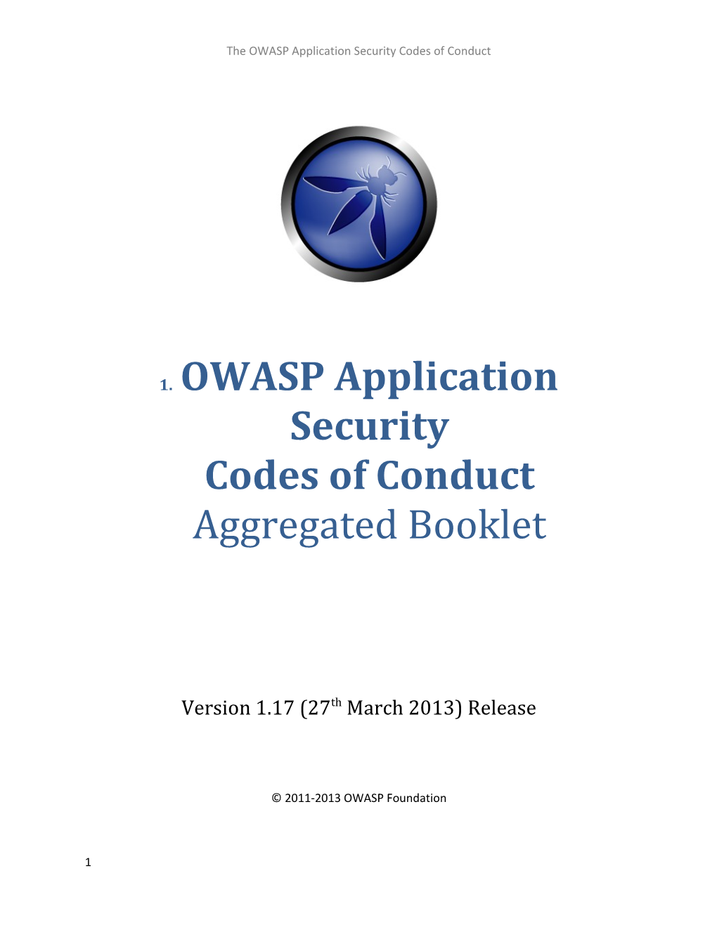 OWASP Application Security Codes of Conduct Aggregated Booklet