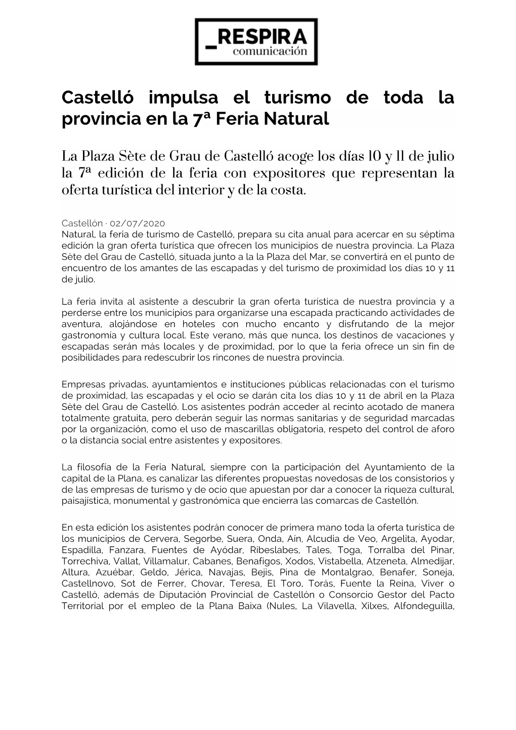 Castelló Impulsa El Turismo De Toda La Provincia En La 7ª Feria Natural