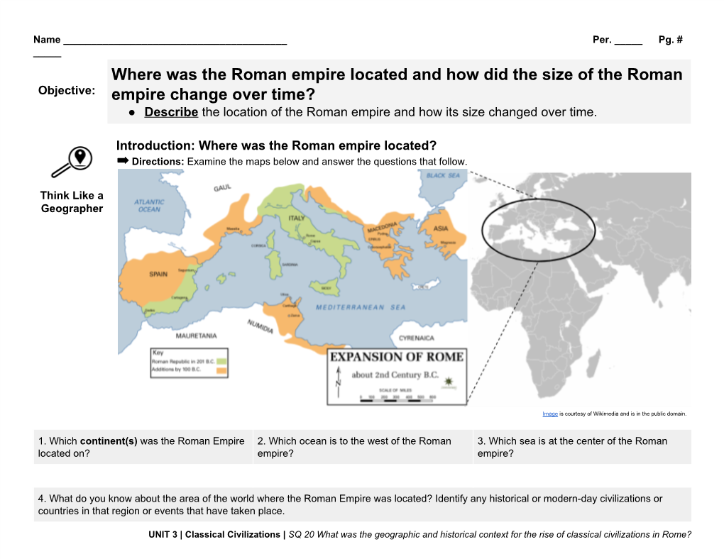 Where Was the Roman Empire Located and How Did the Size of the Roman
