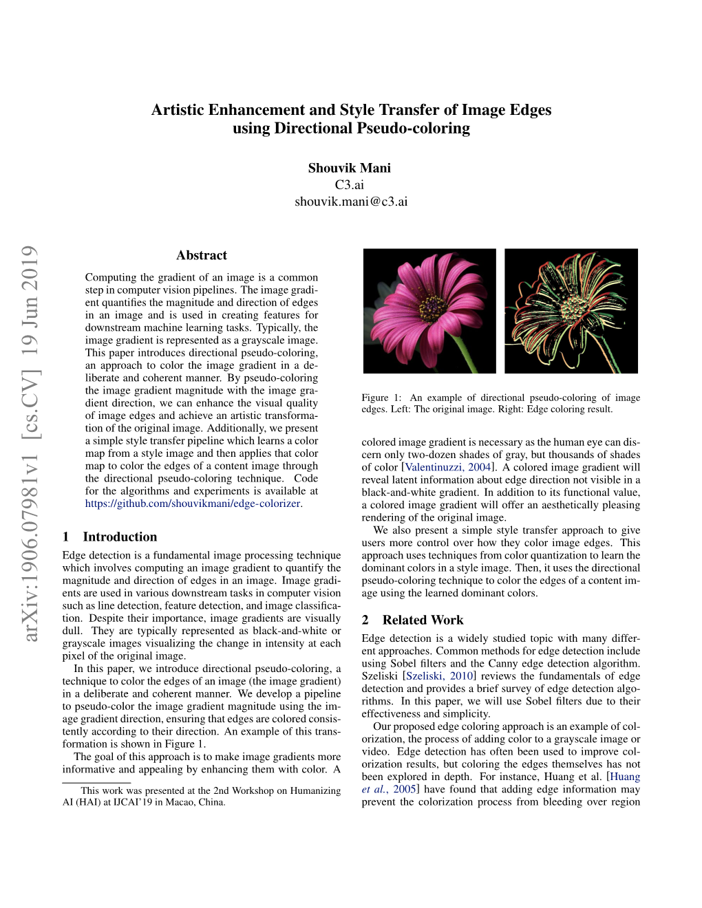 Artistic Enhancement and Style Transfer of Image Edges Using Directional Pseudo-Coloring