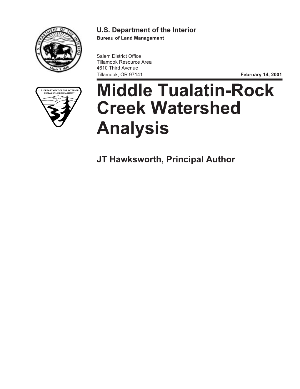 Middle Tualatin Rock Creek Watershed Analysis 2001